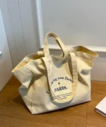 Beige Canvas Tote Bag - Image 2