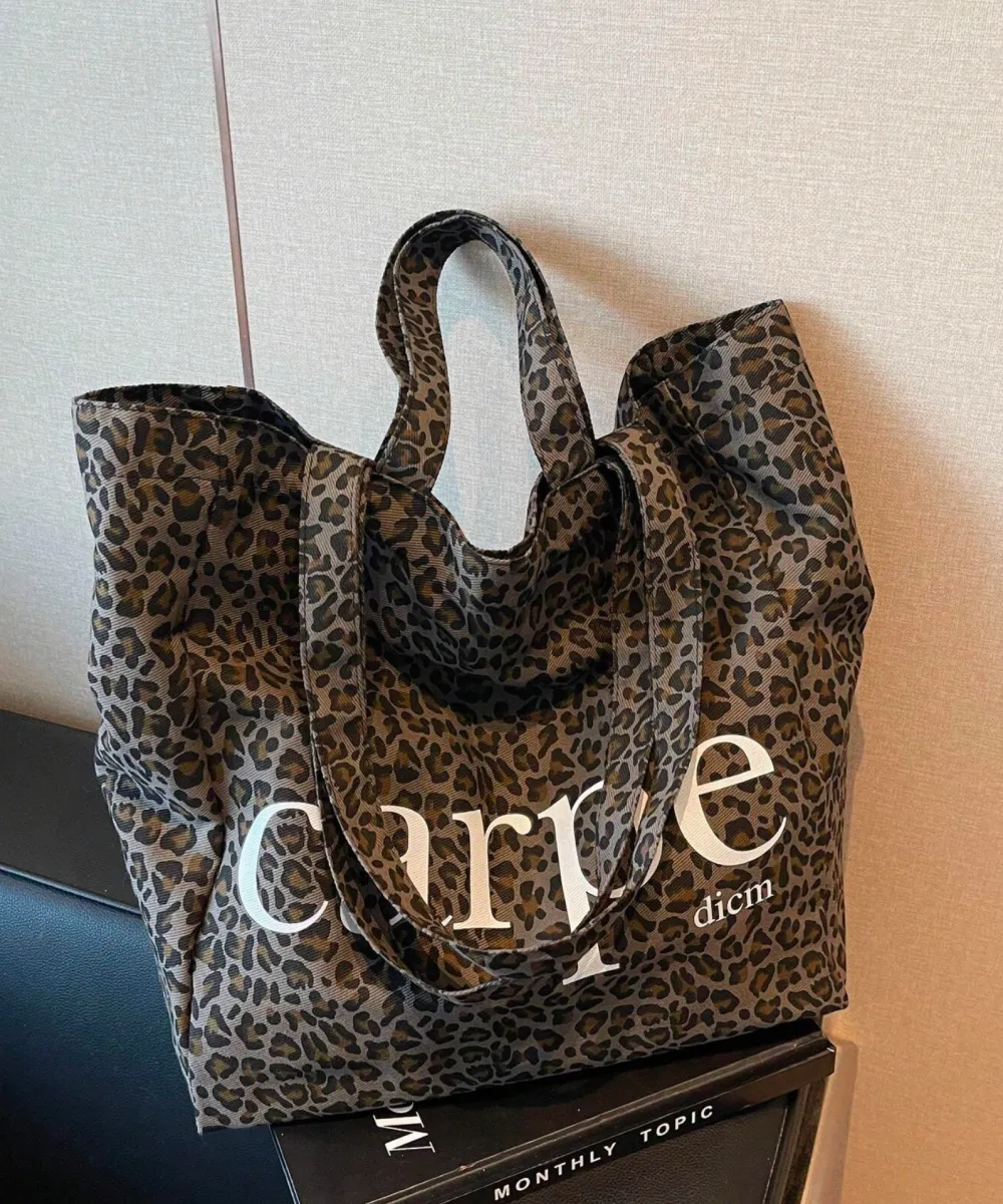 Dark Leopard Canvas Tote 2 Dark Leopard Canvas Tote - Image 1
