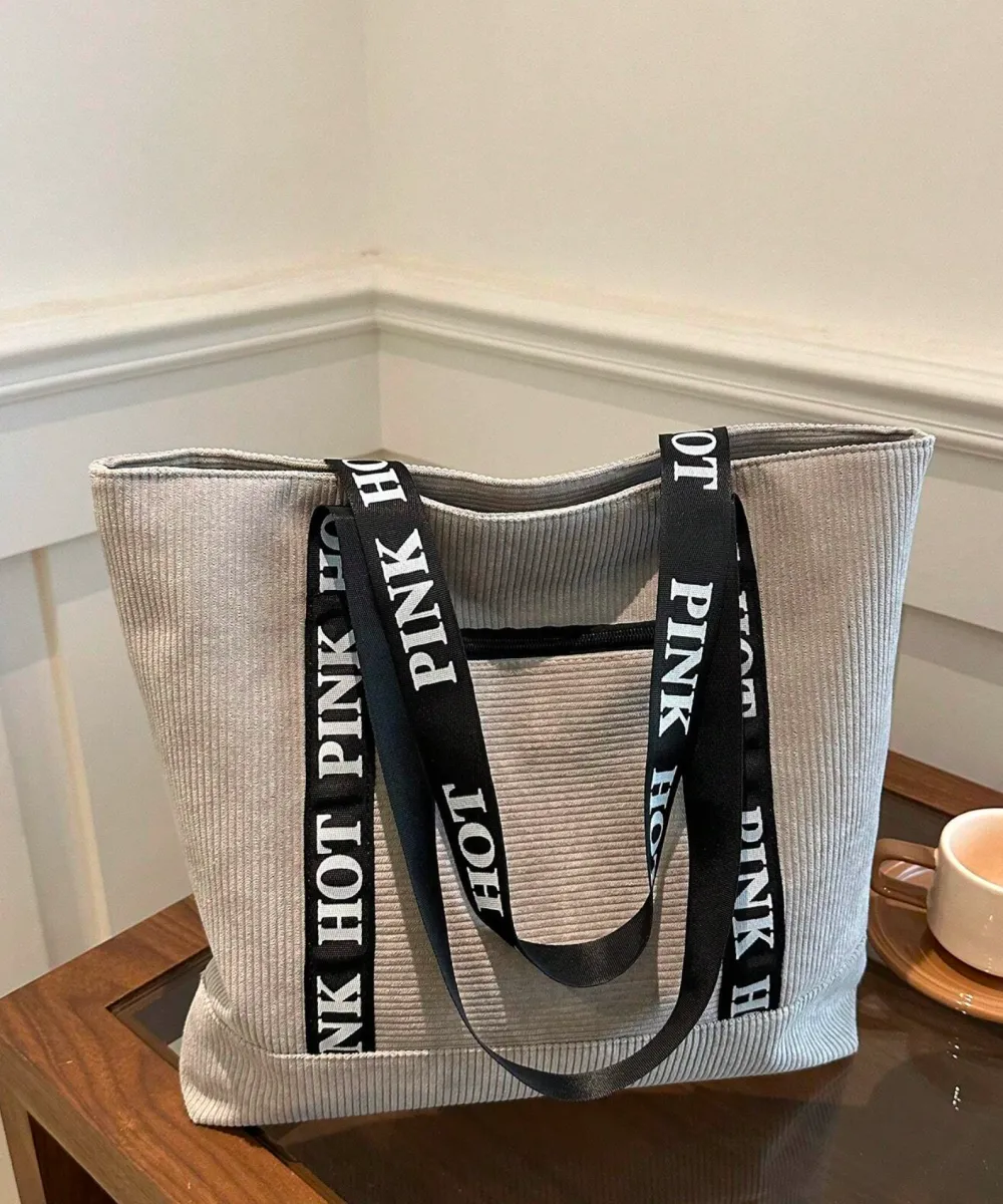 Letter Strap Canvas Tote 5 Letter Strap Canvas Tote - Image 1