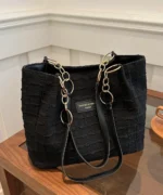 Plaid Chain Strap Handbag & Shoulder Bag