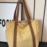 Canvas Tote Bag with Side Pockets