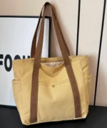 Canvas Tote Bag with Side Pockets
