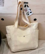Canvas Tote Bag with Side Pockets - Image 2