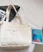 Canvas Tote Bag with Side Pockets - Image 3