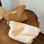 Premium Woven Makeup Bag – Minimalist Zipper Cosmetic Pouch