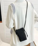 Minimalist Crossbody Phone Bag – Canvas Compact Shoulder Pouch - Image 5