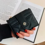 Quilted Mini Wallet with Card Holder – Compact Zipper Coin Purse