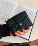 Quilted Mini Wallet with Card Holder – Compact Zipper Coin Purse