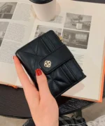 Quilted Mini Wallet with Card Holder – Compact Zipper Coin Purse - Image 3
