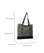 Large Canvas Tote Bag with Letter Strap – Casual Shoulder Bag - Image 4