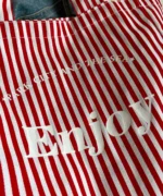 Oversized Canvas Tote Bag with Print – Red Striped - Image 6