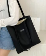 Minimalist Black Tote Bag – Lightweight Casual Shopper - Image 2