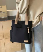 Multi-Pocket Canvas Tote Bag – Everyday Organizer Shoulder Bag - Image 5
