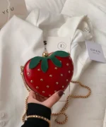 Strawberry Shape Mini Bag – Cute Chain Crossbody Kiss Lock Purse
