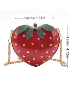 Strawberry Shape Mini Bag – Cute Chain Crossbody Kiss Lock Purse - Image 3