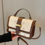 Vintage Monogram Crossbody Bag – Elegant Square Shoulder Handbag