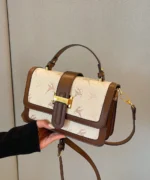 Vintage Monogram Crossbody Bag – Elegant Square Shoulder Handbag