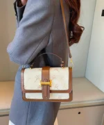 Vintage Monogram Crossbody Bag – Elegant Square Shoulder Handbag - Image 7