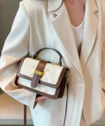 Vintage Monogram Crossbody Bag – Elegant Square Shoulder Handbag - Image 4
