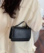Mini Studded Top Handle Bag with Rhinestones – Women’s Elegant Crossbody Bag - Image 3