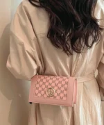 Vintage Monogram Chain Crossbody Bag – Women’s Mini Shoulder Bag with Metal Logo - Image 9