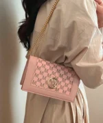 Vintage Monogram Chain Crossbody Bag – Women’s Mini Shoulder Bag with Metal Logo - Image 8