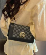 Vintage Monogram Chain Crossbody Bag – Women’s Mini Shoulder Bag with Metal Logo - Image 7