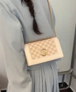 Vintage Monogram Chain Crossbody Bag – Women’s Mini Shoulder Bag with Metal Logo - Image 5