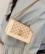 Vintage Monogram Chain Crossbody Bag – Women’s Mini Shoulder Bag with Metal Logo - Image 4