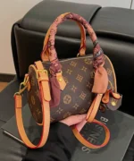 Mini Monogram Boston Bag with Scarf Handle – Women’s Crossbody Handbag - Image 2