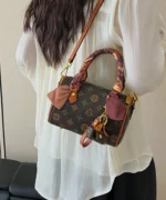 Mini Monogram Boston Bag with Scarf Handle – Women’s Crossbody Handbag - Image 9
