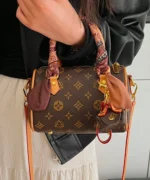 Mini Monogram Boston Bag with Scarf Handle – Women’s Crossbody Handbag - Image 6