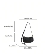Vintage PU Leather Crescent Baguette Shoulder Bag - Image 4