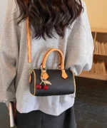 Mini Boston Crossbody Bag with Cherry Pendant - Image 8