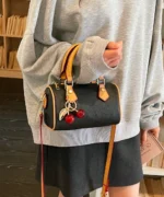 Mini Boston Crossbody Bag with Cherry Pendant - Image 7