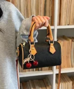 Mini Boston Crossbody Bag with Cherry Pendant - Image 6