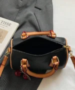 Mini Boston Crossbody Bag with Cherry Pendant - Image 5