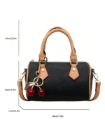 Mini Boston Crossbody Bag with Cherry Pendant - Image 4