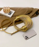 Luxury Metallic Circle Handle Statement Bag - Image 10