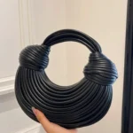 Luxury Metallic Circle Handle Statement Bag