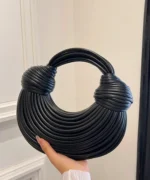Luxury Metallic Circle Handle Statement Bag
