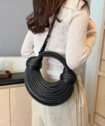 Luxury Metallic Circle Handle Statement Bag - Image 5