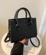 Mini Crocodile Texture Structured Top Handle Bag
