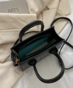 Mini Crocodile Texture Structured Top Handle Bag - Image 9