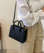 Mini Crocodile Texture Structured Top Handle Bag - Image 8