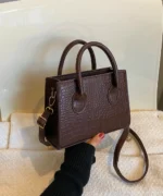 Mini Crocodile Texture Structured Top Handle Bag - Image 6