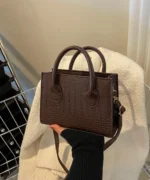 Mini Crocodile Texture Structured Top Handle Bag - Image 5