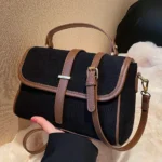 Corduroy Flap Structured Crossbody Bag