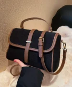 Corduroy Flap Structured Crossbody Bag