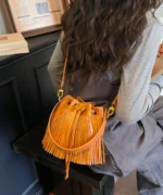 Fringe Tassel Mini Bucket Bag - Image 2